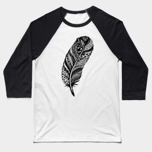 Zentangle Tribal Feather Drawing Baseball T-Shirt